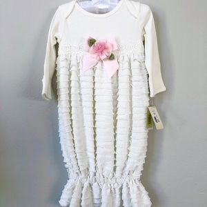 NWT Starting out Treasures white ruffle baby gown